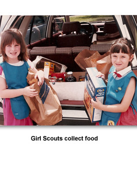 Giving to Others XX Girl Scouts collect food