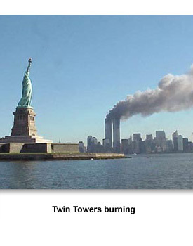 Going to War 02 Twin Towers burning